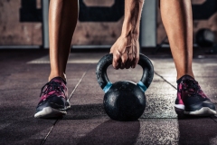 crossfit kettlebell training in gym